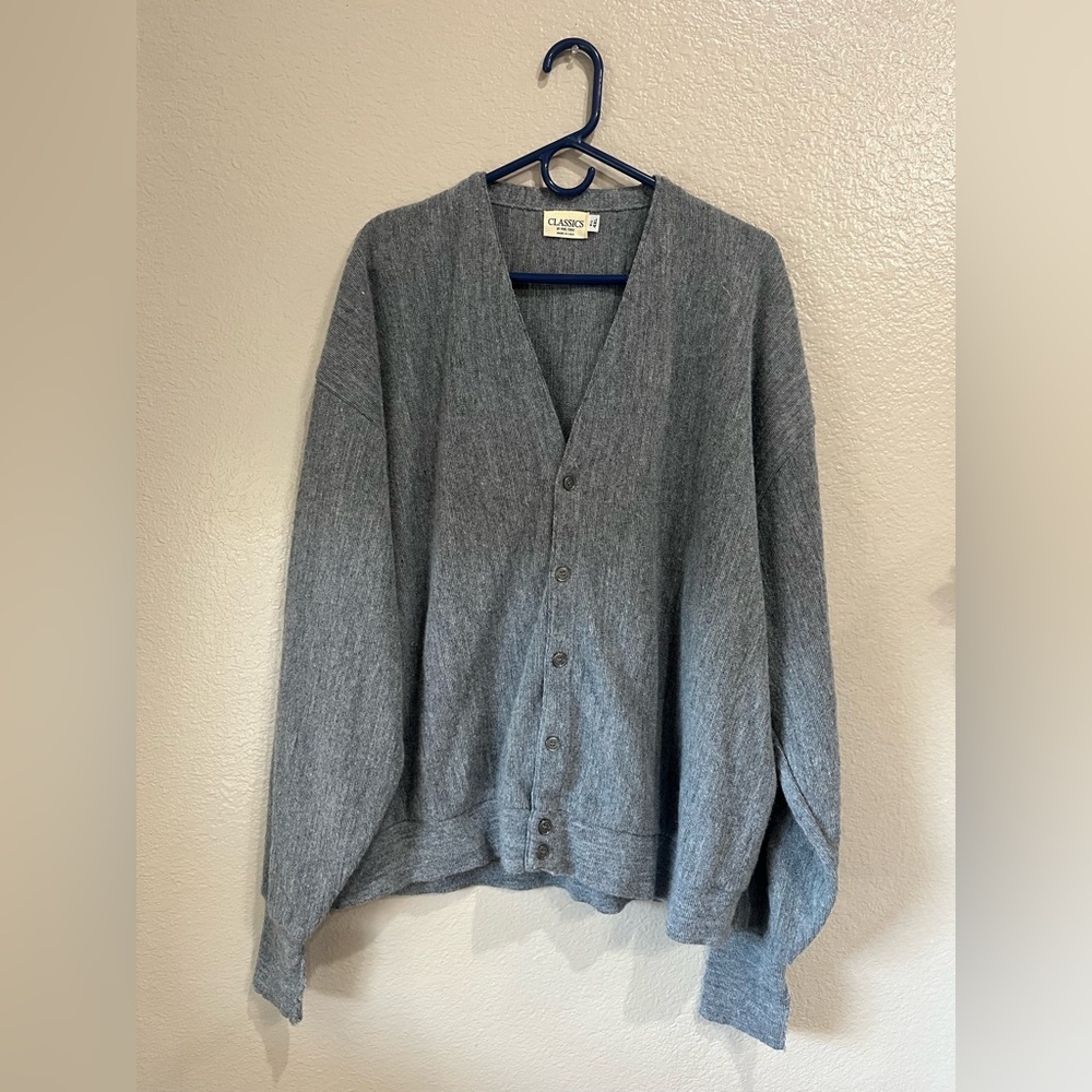Vintage Pine State Grey Cardigan Made In USA Sz 4XL Sweater Men’s Button Down